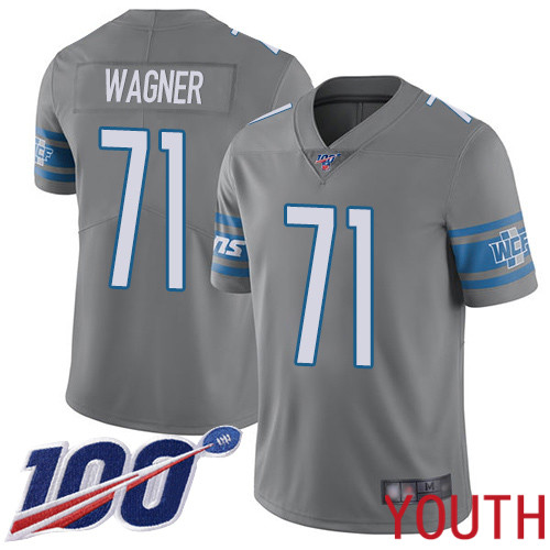 Detroit Lions Limited Steel Youth Ricky Wagner Jersey NFL Football #71 100th Season Rush Vapor Untouchable->youth nfl jersey->Youth Jersey